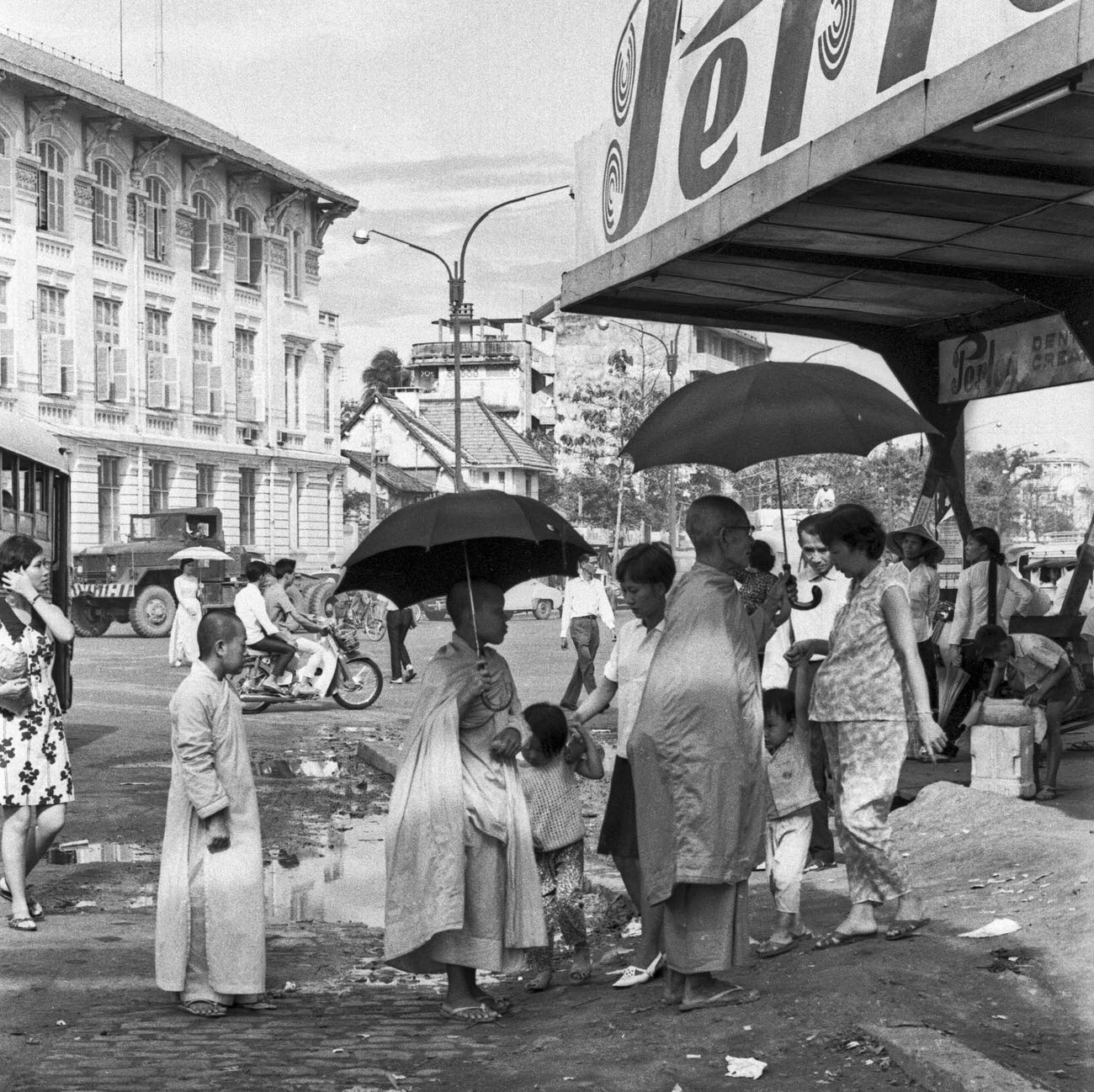 #29 Monks at a bus station in Saigon, 1968.