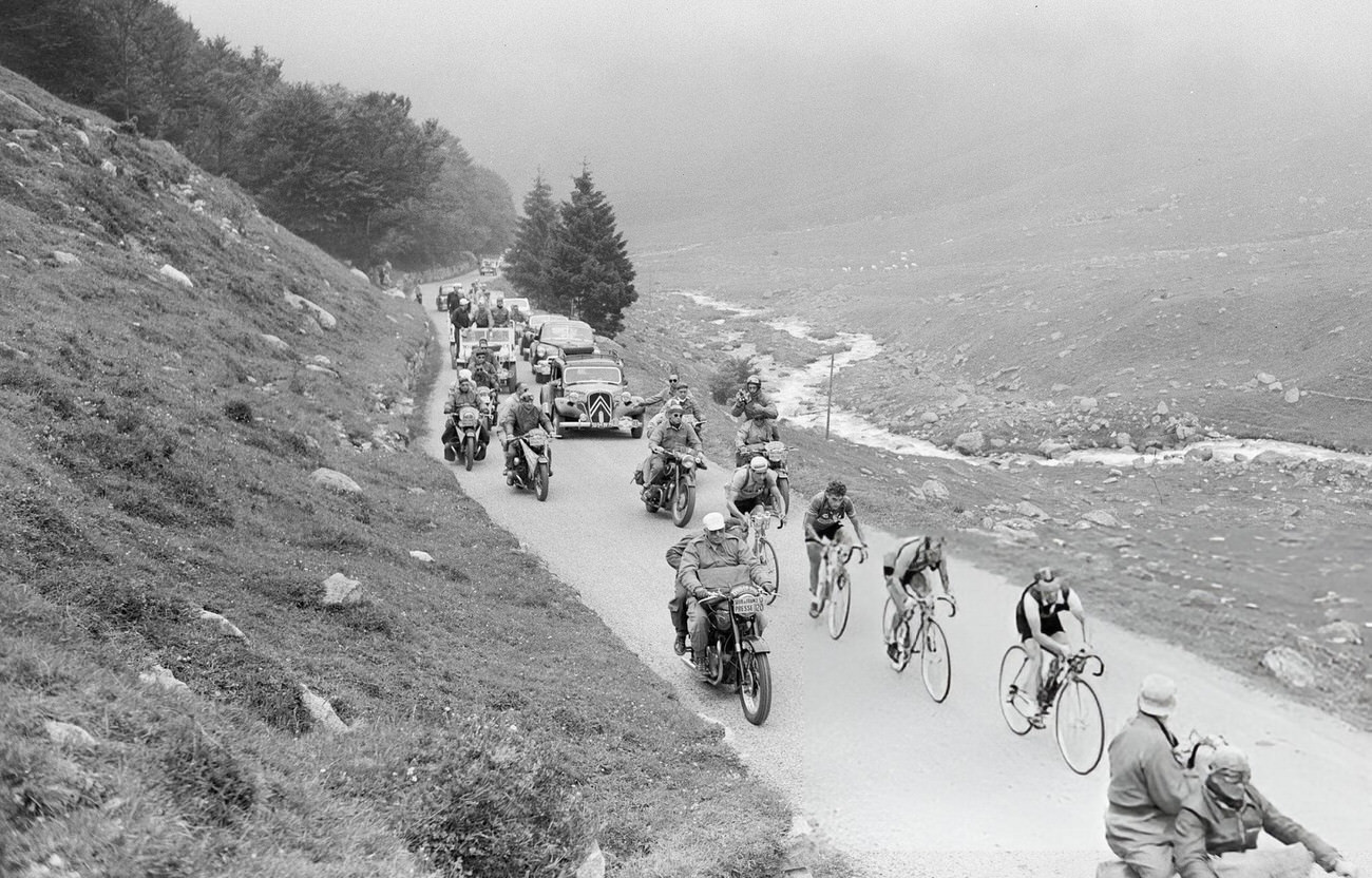 #35 Jean Robic ascending Tourmalet’s Pass during the Tour de France, 1953.