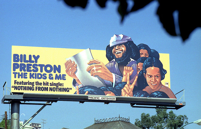 Vintage Music Billboards on Sunset Boulevard, California from the Mid-1970s Music