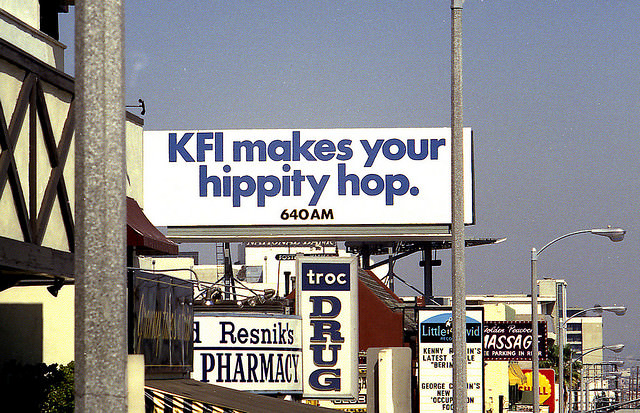 Vintage Music Billboards on Sunset Boulevard, California from the Mid-1970s Music