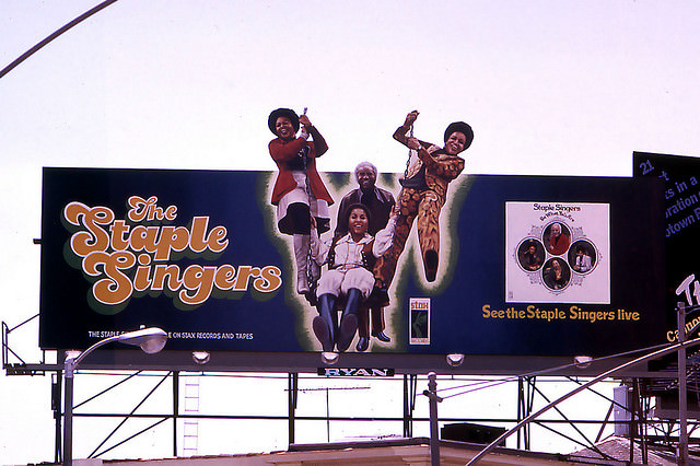 Vintage Music Billboards on Sunset Boulevard, California from the Mid-1970s Music