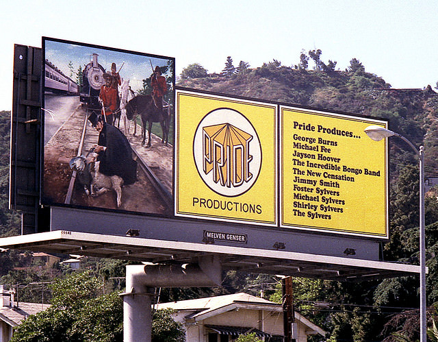 Vintage Music Billboards on Sunset Boulevard, California from the Mid-1970s Music