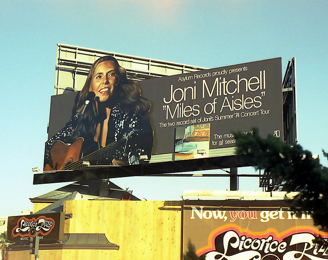 Vintage Music Billboards on Sunset Boulevard, California from the Mid-1970s Music