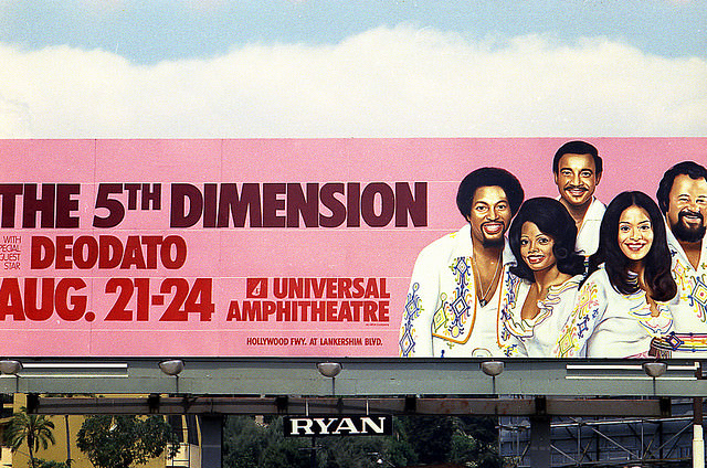 Vintage Music Billboards on Sunset Boulevard, California from the Mid-1970s Music