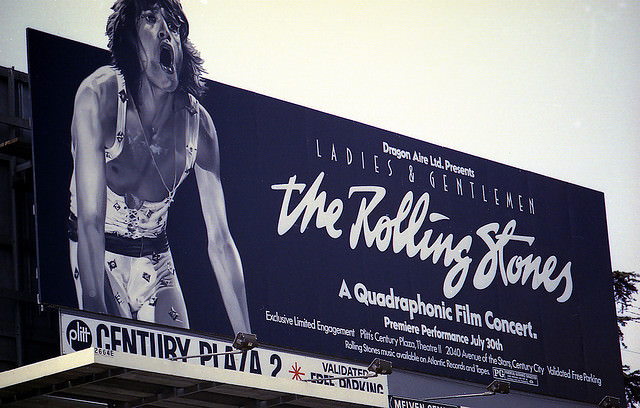 Vintage Music Billboards on Sunset Boulevard, California from the Mid-1970s Music