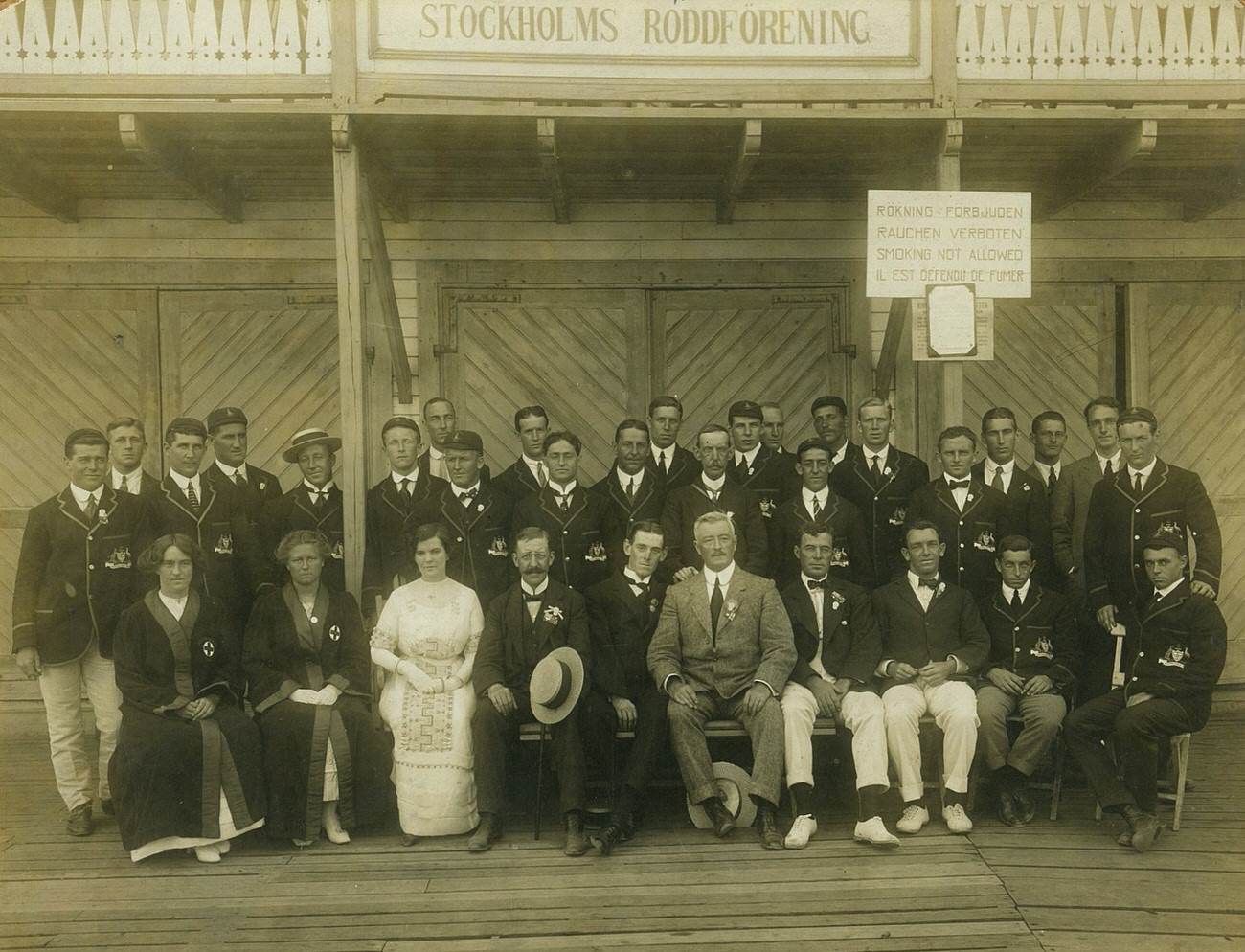 #34 The Australasian Olympic Team at Stockholm’s Roddforening, 1912.