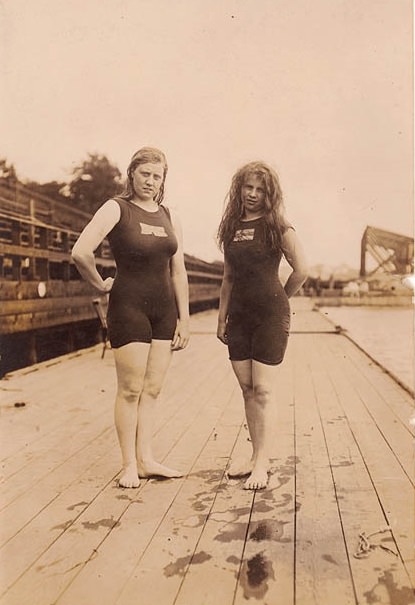 #3 Mina Wylie and another swimmer, Stockholm Olympics, 1912.