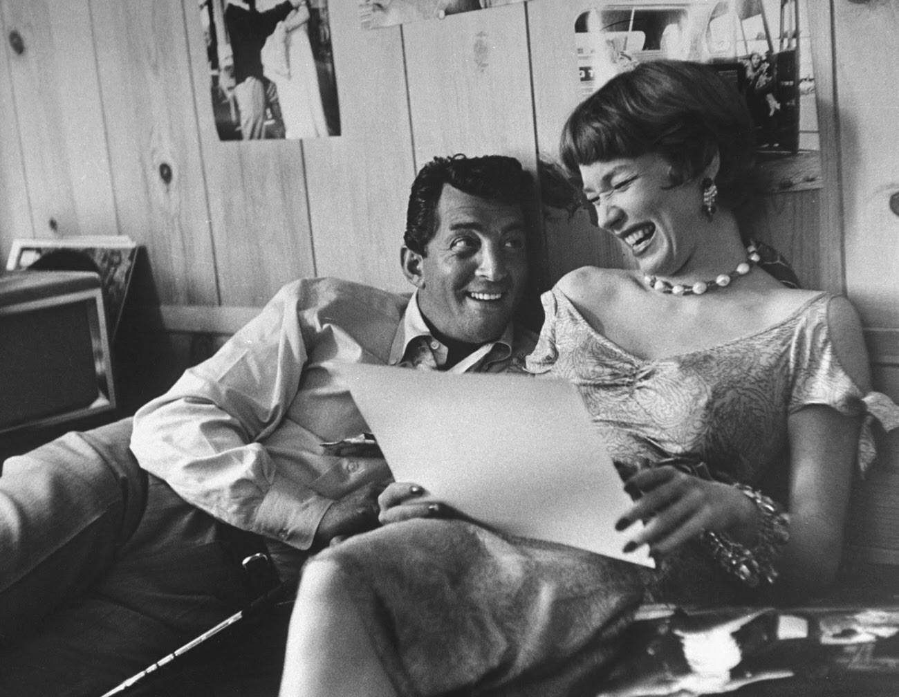 #4 Dean Martin reads lines with Shirley MacLaine, 1958.