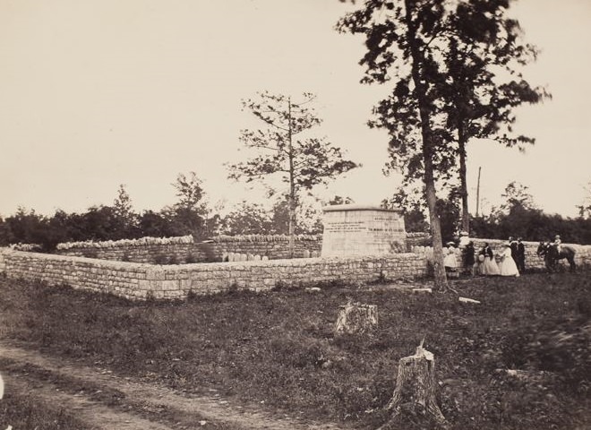 #12 Graveyard and monument of Hazen’s Brigade on Stones River battleground, 1865