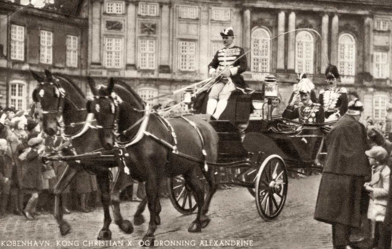 #17 King Christian X in a horse-drawn carriage, Copenhagen, Denmark, 1930s