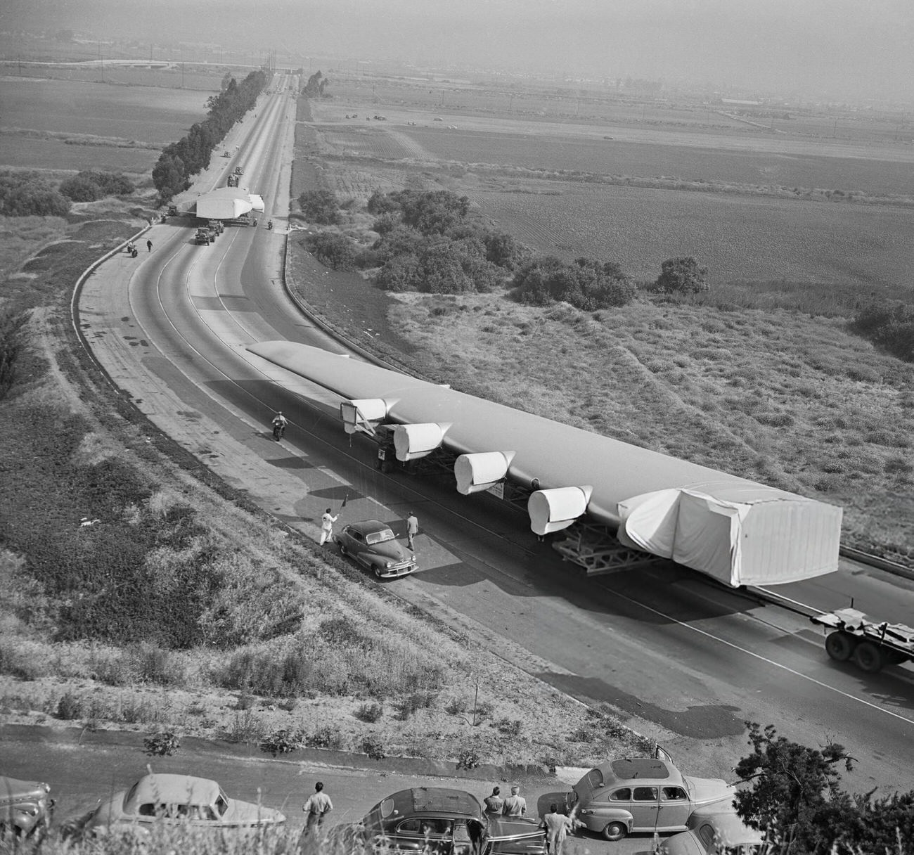 Wings of Howard Hughes’ Spruce Goose being transported, 1940s.