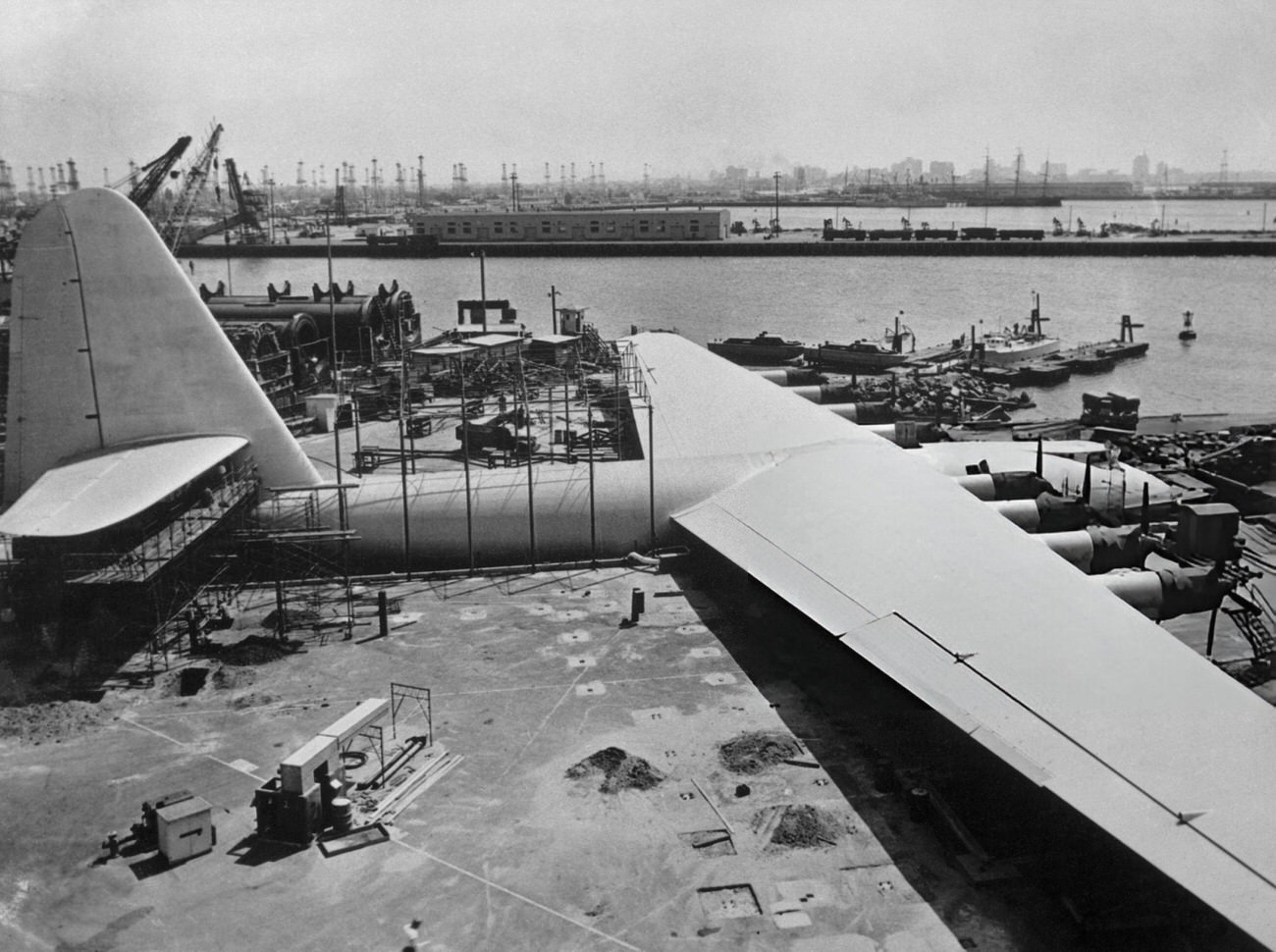 #11 The Spruce Goose nearing completion in Culver City, California, 1945.