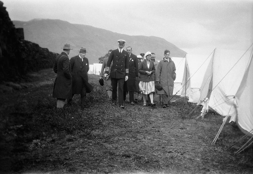 #64 King Christian X visiting the student camp at Thingvellir, Iceland.