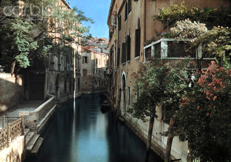 #12 A view of a picturesque canal in Venice, Italy, 1927.