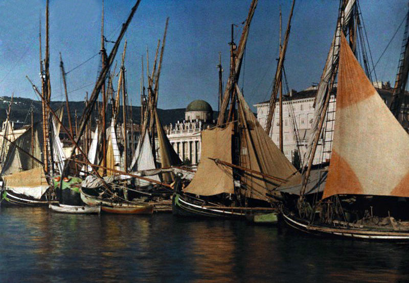 #4 Fishing boats in Trieste Harbor, Italy, 1926.