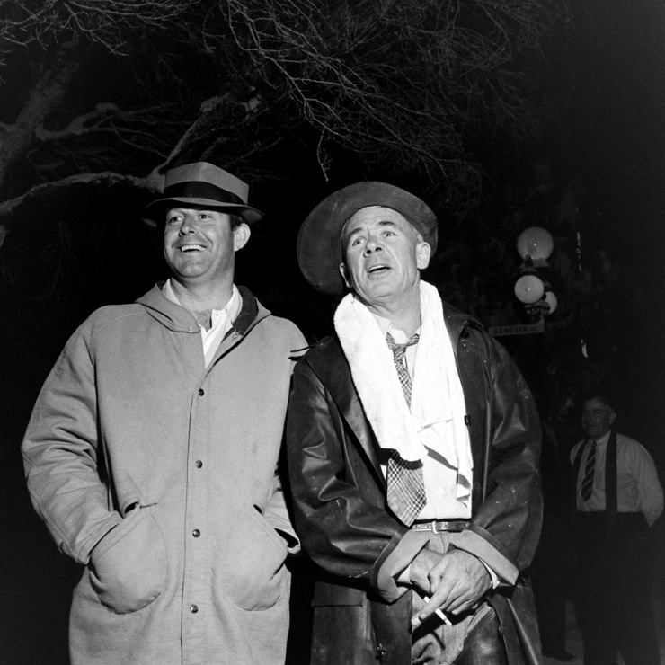 Director Frank Capra (right, with unidentified man) on the set of It’s a Wonderful Life