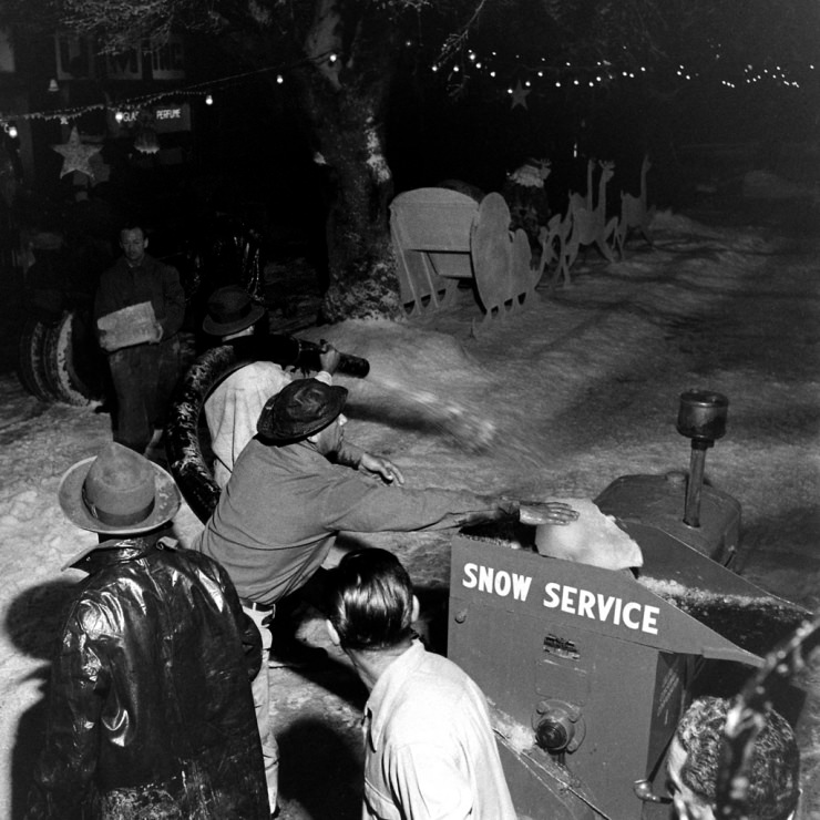 Making artificial snow on the set of It’s a Wonderful Life