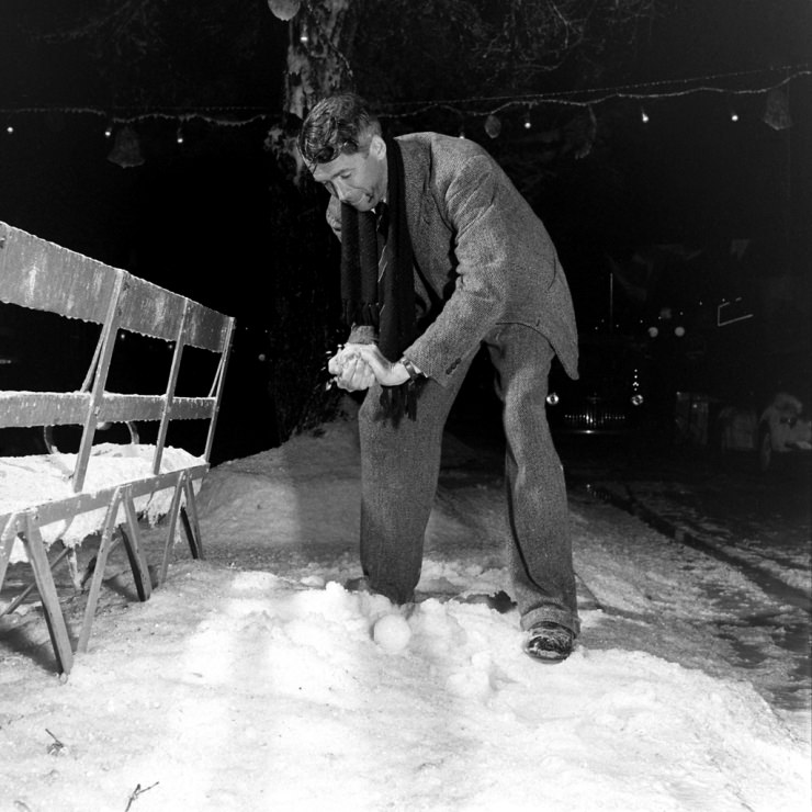 Jimmy Stewart on the set of It’s a Wonderful Life