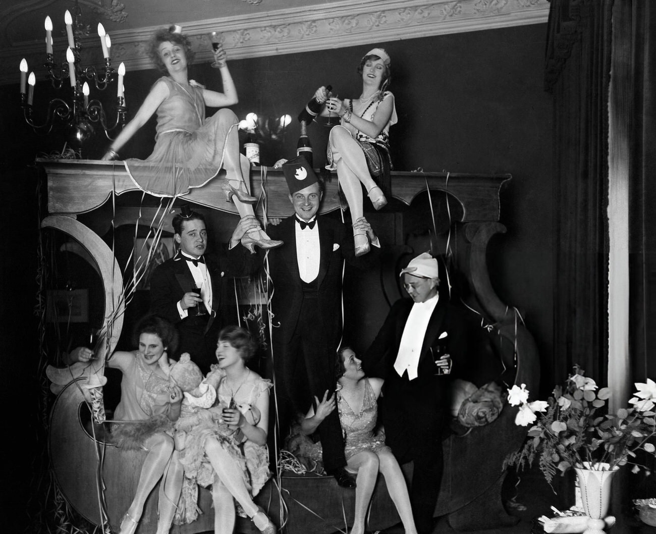 #26 Lilian Harvey, Camilla Horn, Max Hansen, Willi Fritsch, Wilhelm Bendow, Leni Riefenstahl, Christ Tordy, and Olga Tschechova at a New Year’s Eve party, 1927.