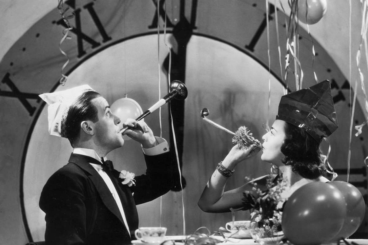 #53 A couple celebrating the New Year, 1930s.