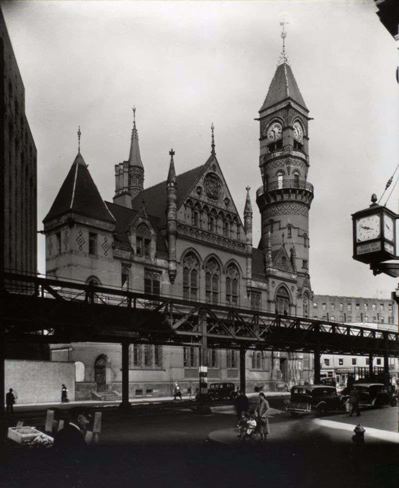 #12 efferson Market Court, southwest corner of Sixth Avenue and West 10th Street, looking north from southwest corner of Sixth Avenue and West 9th Street, Manhattan.