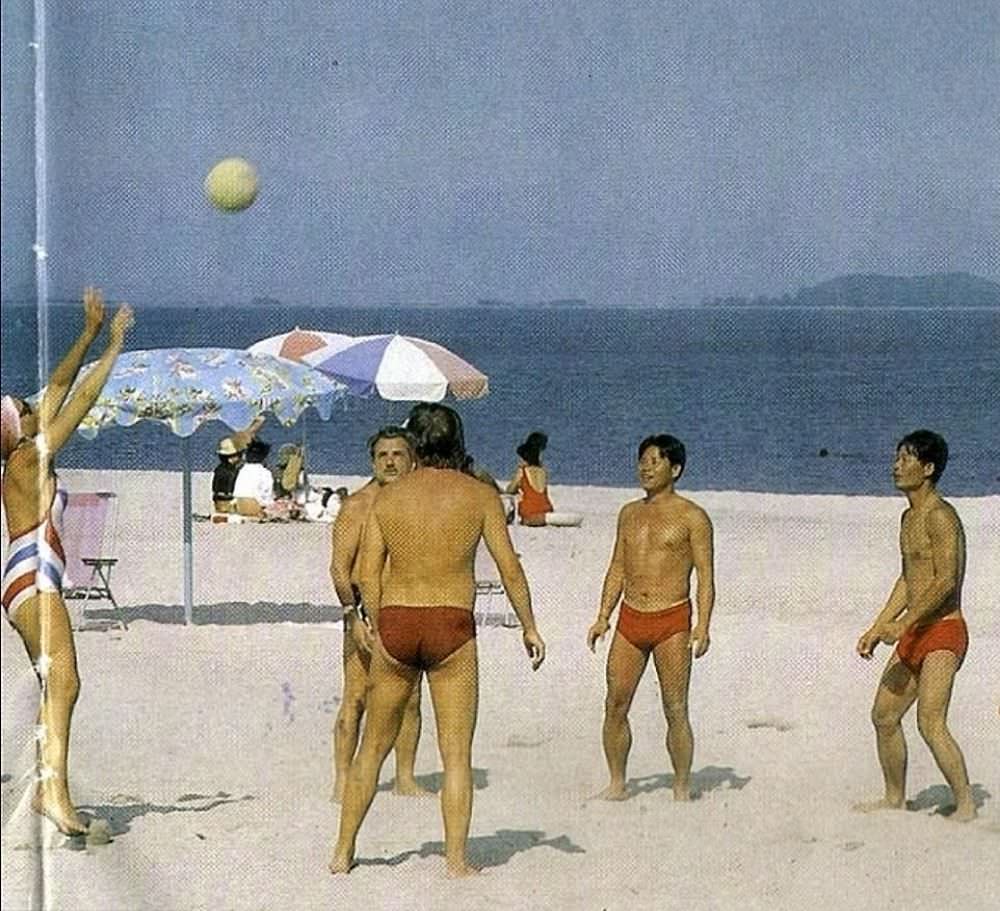 #3 Among the many attractions potential tourists had waiting for them include volleyball, a favorite sport in North Korea, which is pictured being played here on Wonsan beach.