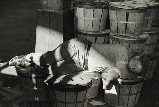 #5 Sleeping with the fishes at the Baltimore fish market, 1938.