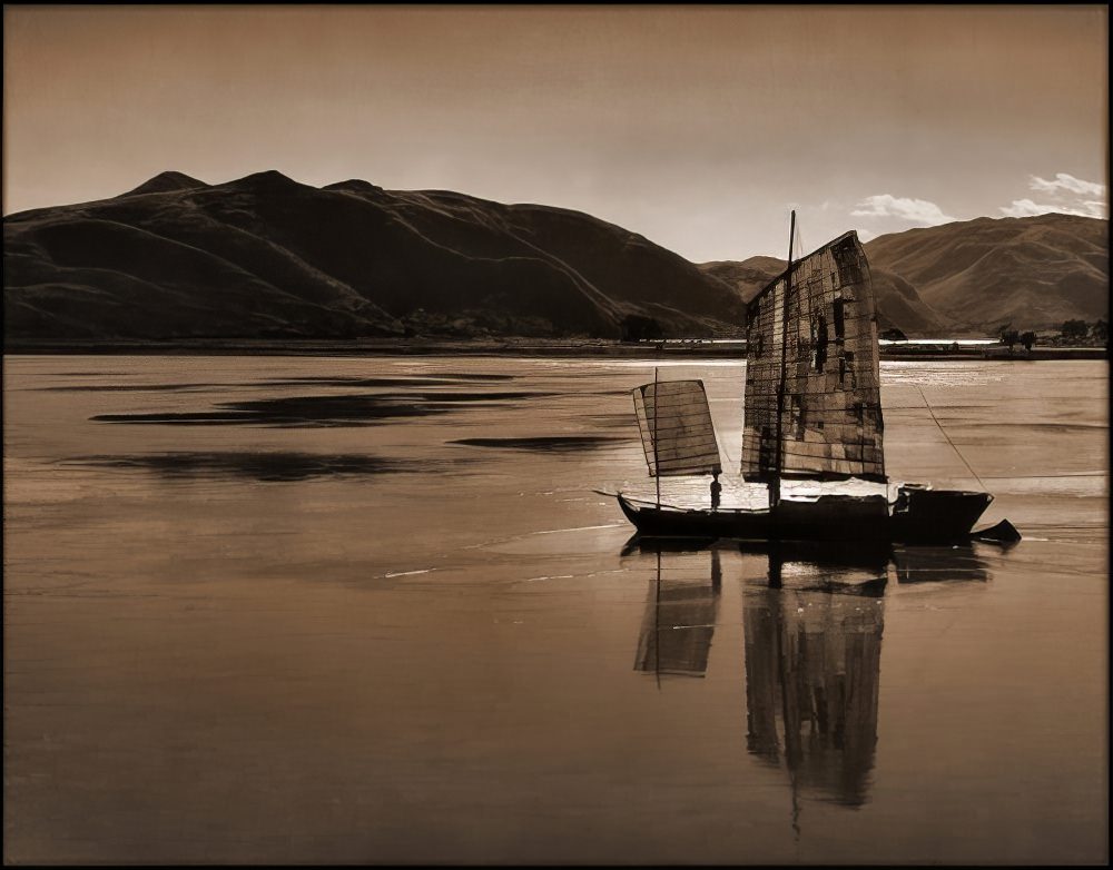 #30 A boat on a river, Kiangsu or Yunnan Province, 1946.