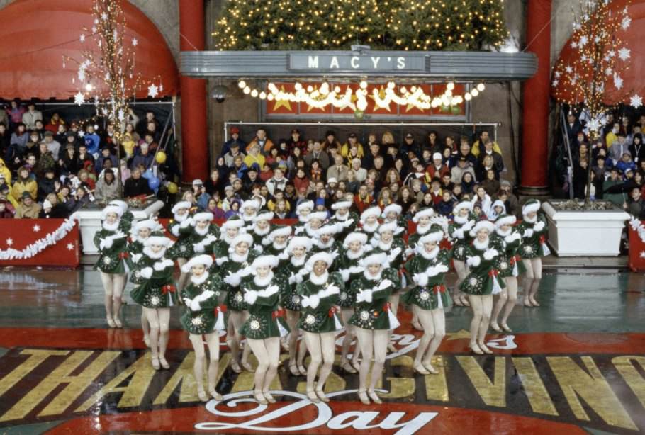 #75 The 1998 Thanksgiving Day–parade troupe looks ahead to Christmas in green velvet, white fur, and an “I’m freezing!” pose.