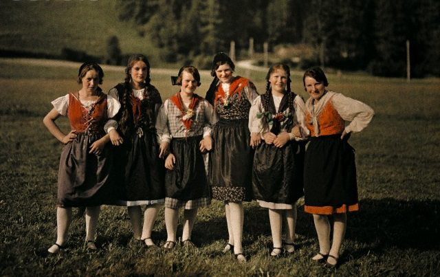 #12 Girls posing on holiday in a Styrian mountain village, Austria, 1932.