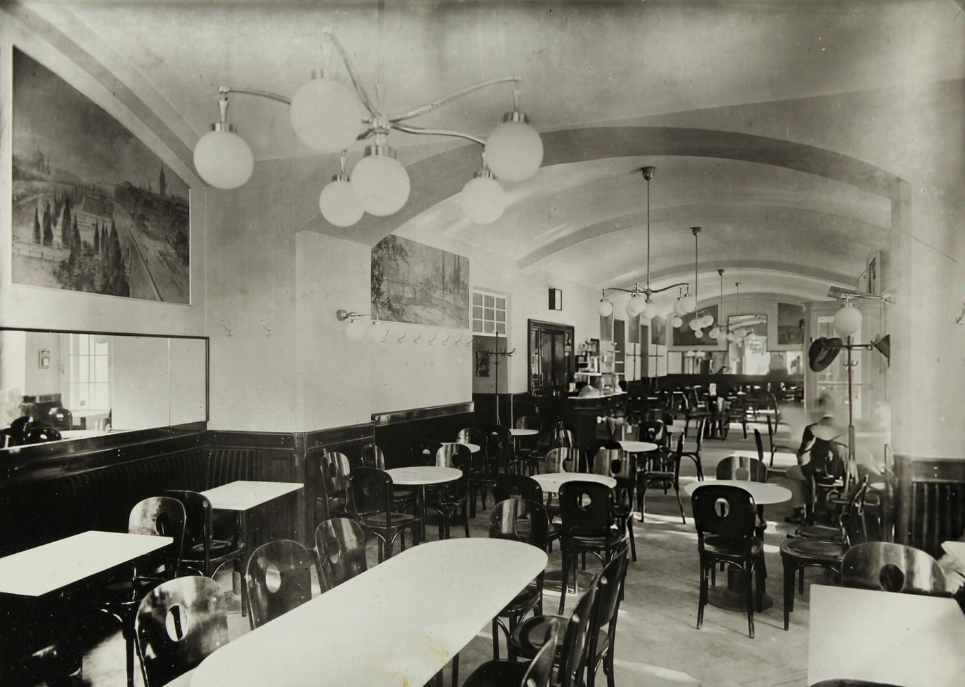 #98 Interior view of Café Monopol, Vienna, 1935.