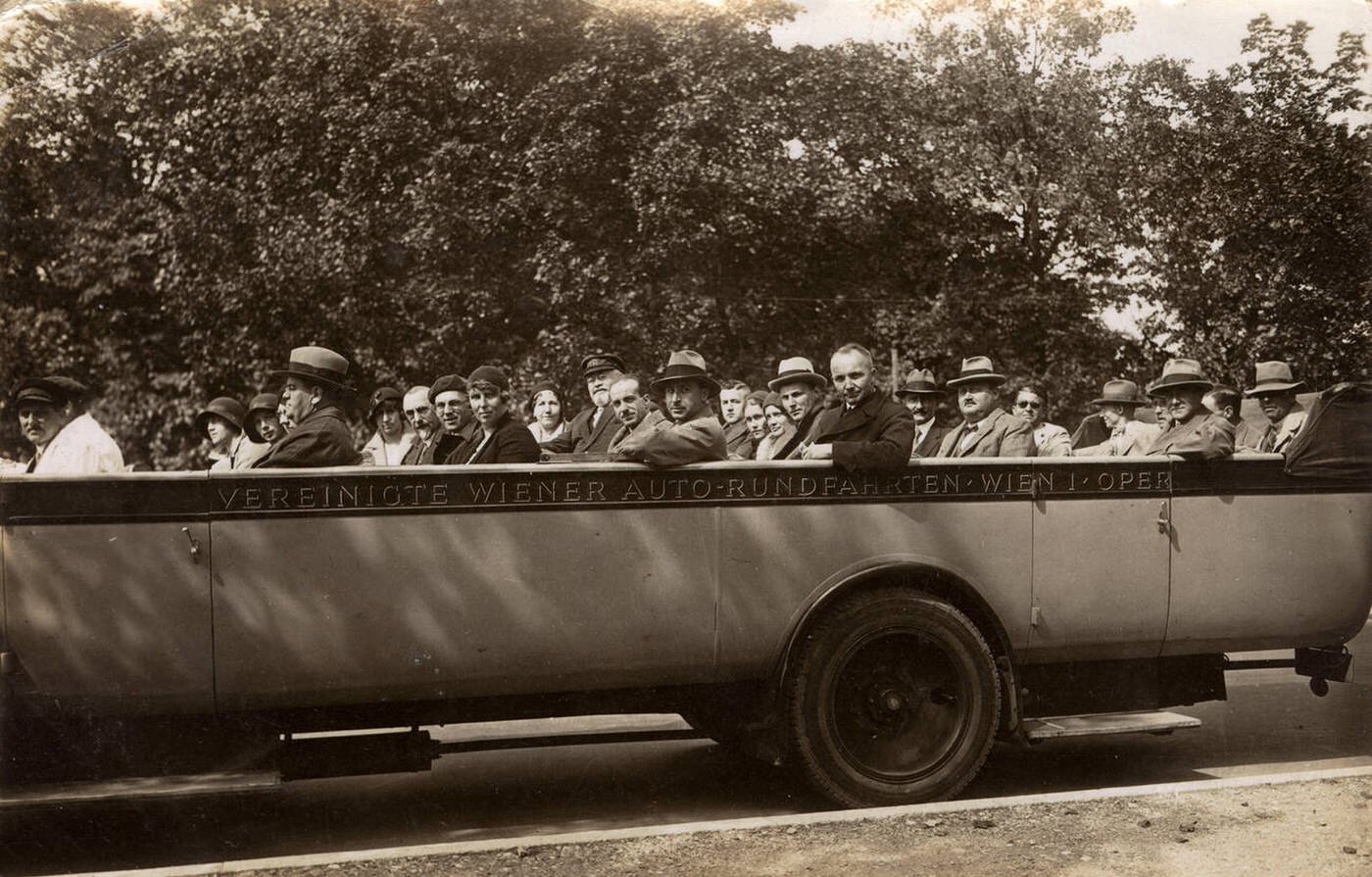 #8 People in a large charabanc, Vienna, Austria.