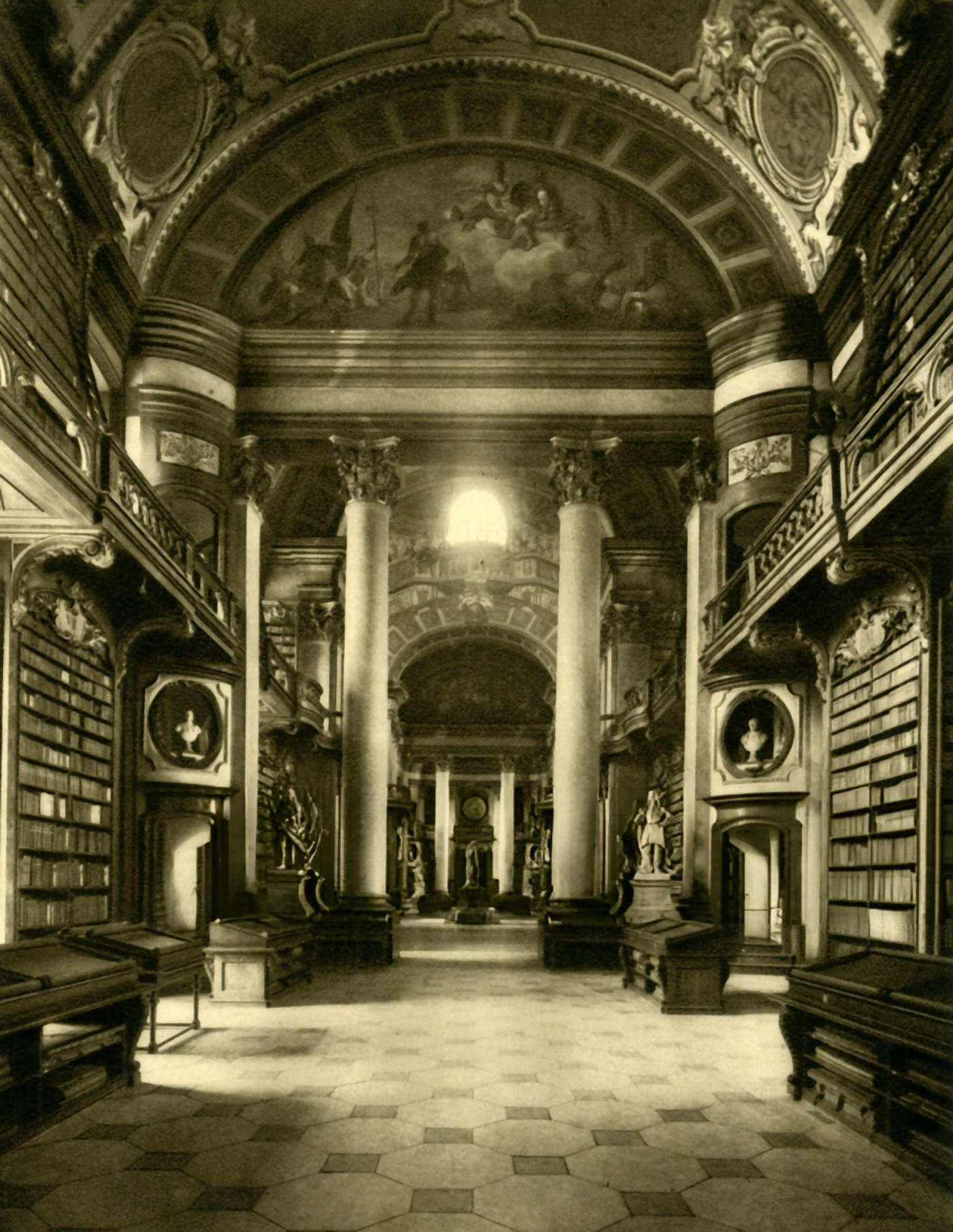 #10 Interior of the Austrian National Library in Vienna, 1930s.