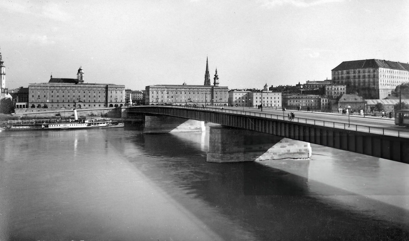 #56 Bridge over the Danube River in Linz, Austria, 1936.