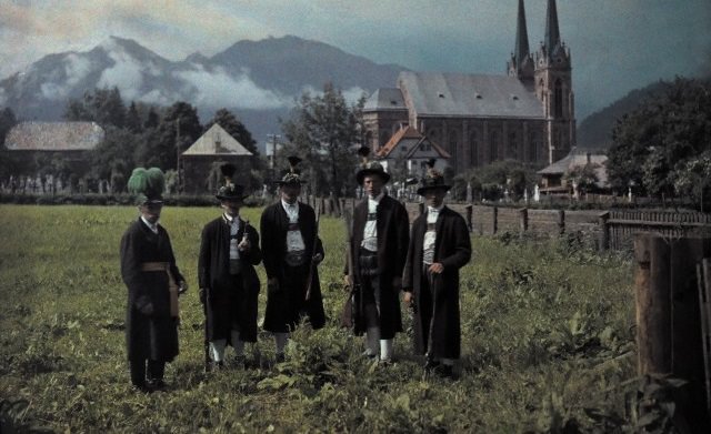 #18 Pongau field and forest guards standing in a field with their guns, Austria, 1929.