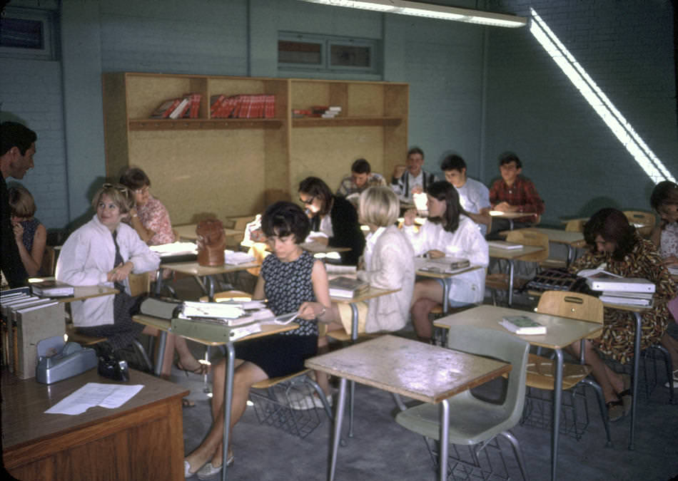 #3 American International School of Kabul (AISK), Senior English class. Peg Podlich is on the left.