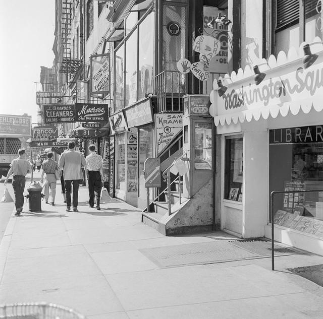 #11 Eighth Street, the arterial street of Greenwich Village, New York, 1955.