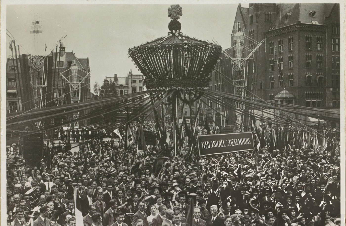 #63 Decorations on Dam Square in Amsterdam at the Orange Society Celebration, 1937.