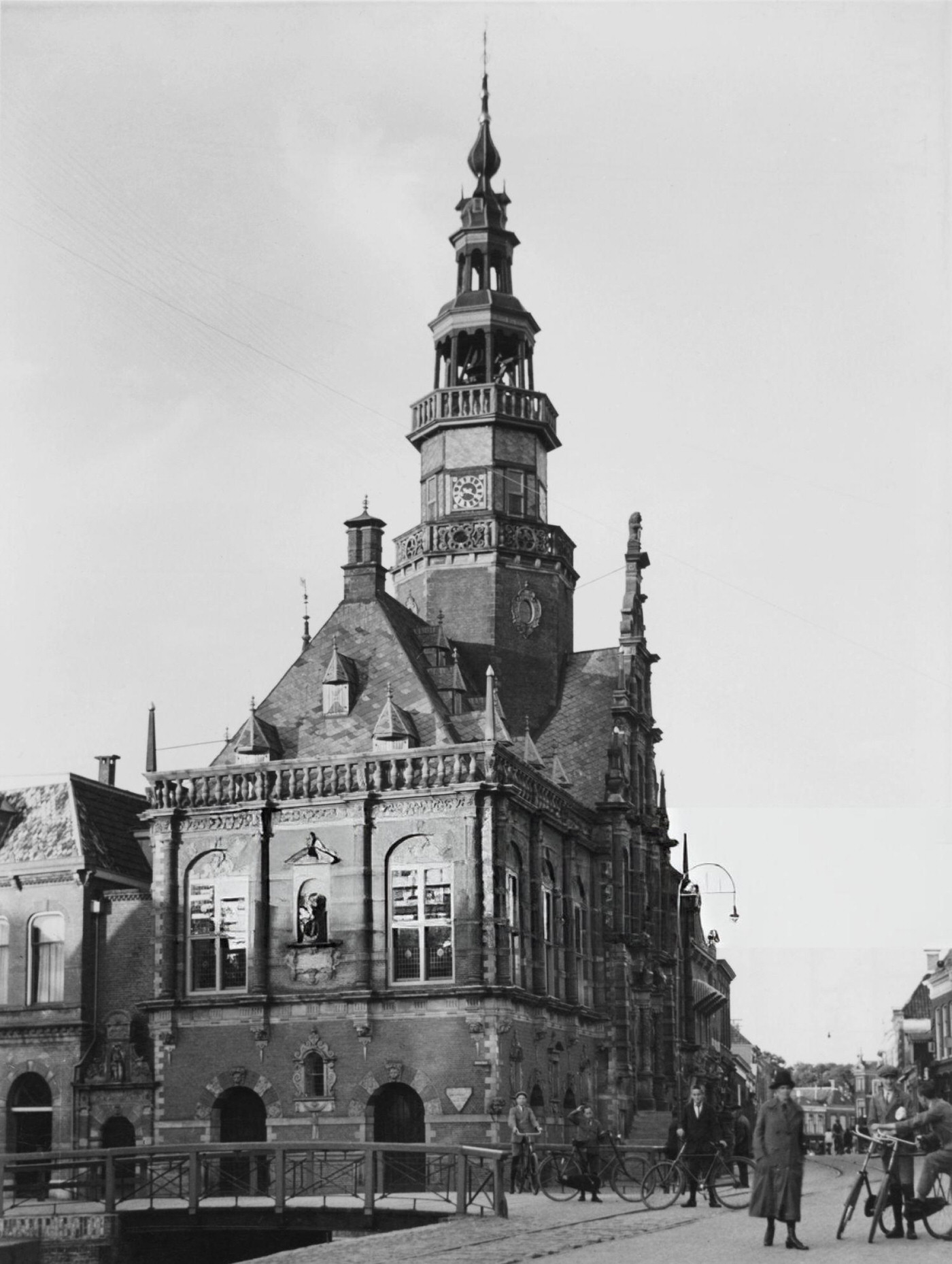 Renaissance style building with clock tower in Arnhem, Holland, 1930s.