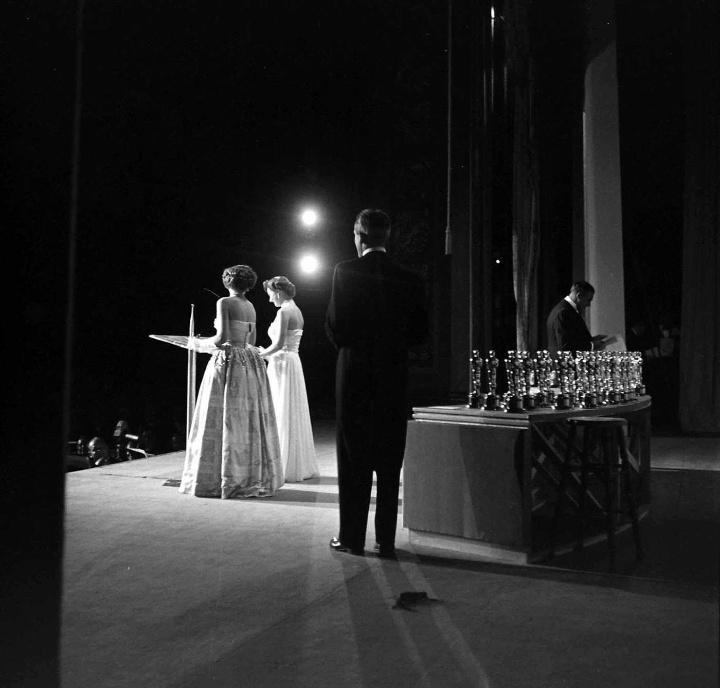 #12 Onstage presenters seen from the wings during the 1950 Academy Awards.
