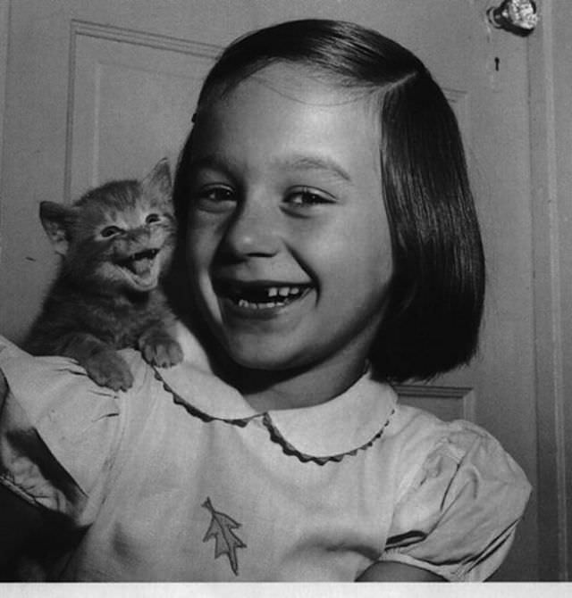 Lovely Vintage Photos of Little Girls with Their Beloved Cats Photography