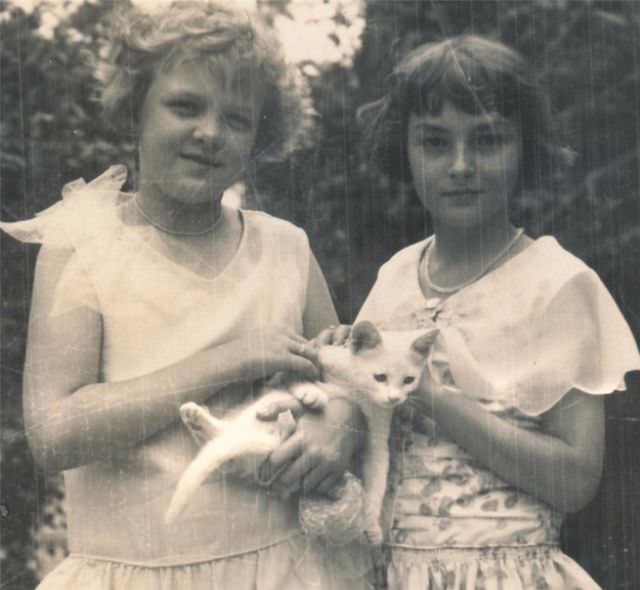 Lovely Vintage Photos of Little Girls with Their Beloved Cats Photography