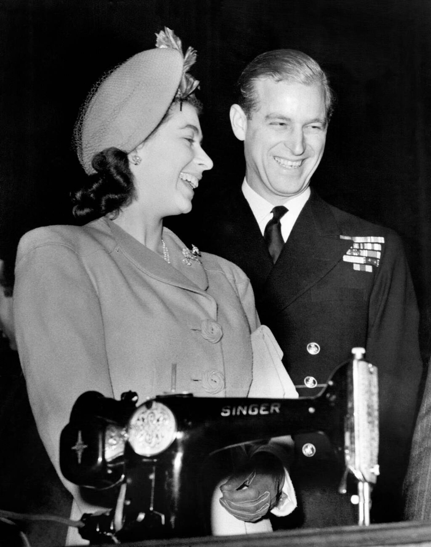 #28 Princess Elizabeth and Lieutenant Philip Mountbatten at Clydebank for the launching of the liner ‘RMS Caronia’, 1947.