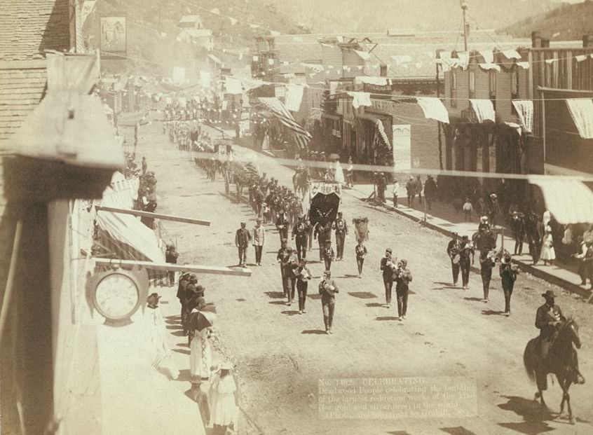 #100 Celebrating the building of the largest reduction works for gold and silver ores in the world, Deadwood, 1888.