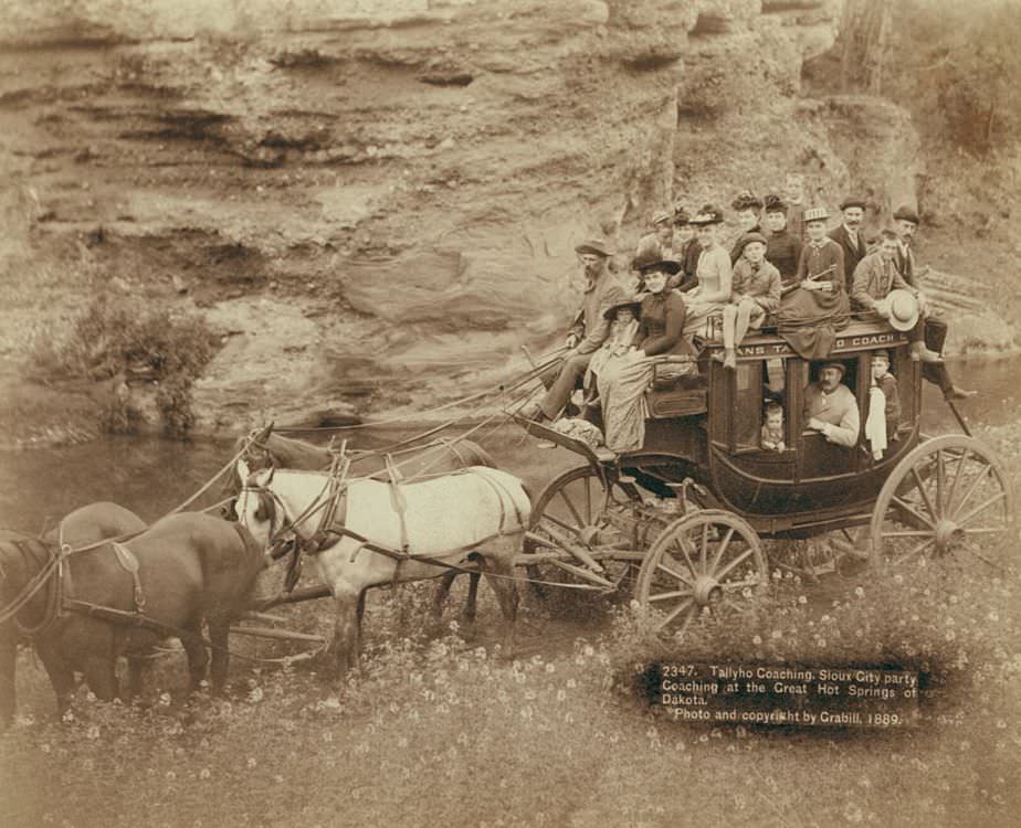 #127 Tallyho Coaching: Sioux City party Coaching at the Great Hot Springs of Dakota, 1889.