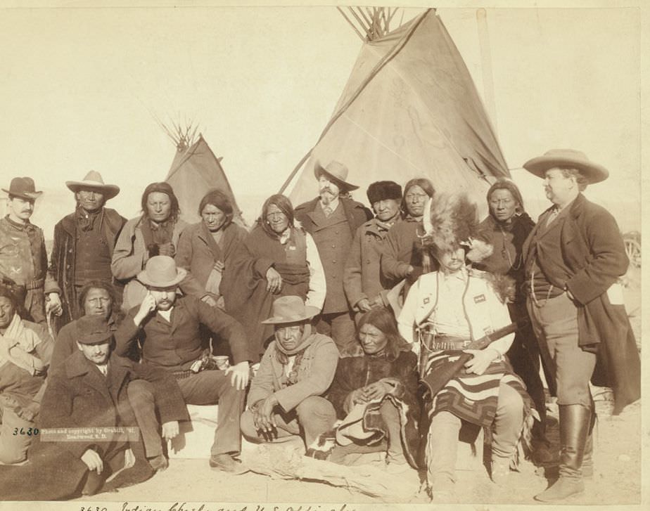 #16 Indian chiefs and U.S. officials at Pine Ridge, South Dakota, 1891.