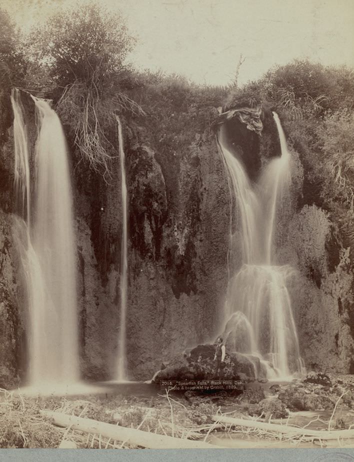 #38 Spearfish Falls, Black Hills, Dakota, 1889.