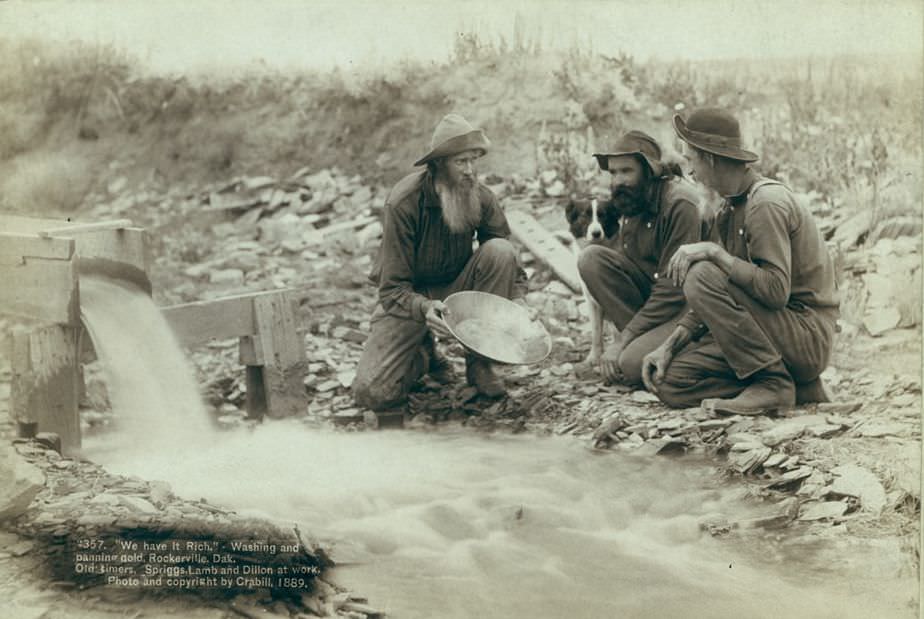 #42 “We have it rich”: Washing and panning gold at Rockerville, Dakota, 1889.