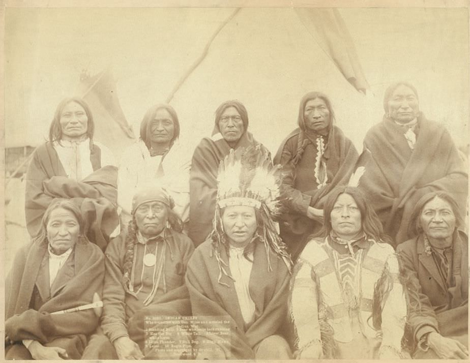 #54 Indian chiefs who counciled with Gen. Miles and settled the Indian War, 1891.