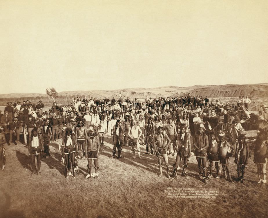 #55 Part of the 8th U.S. Cavalry and 3rd Infantry at the great Indian Grass Dance on Reservation, 1890.